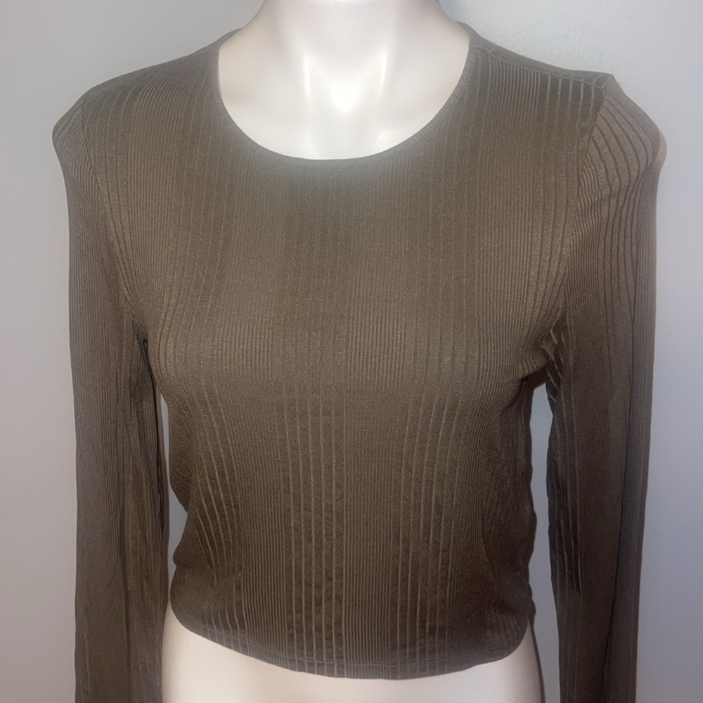 Tommy Jeans Amherst Knit ladies long sleeve ribbed crop top with open back. NWT - Picture 3 of 9